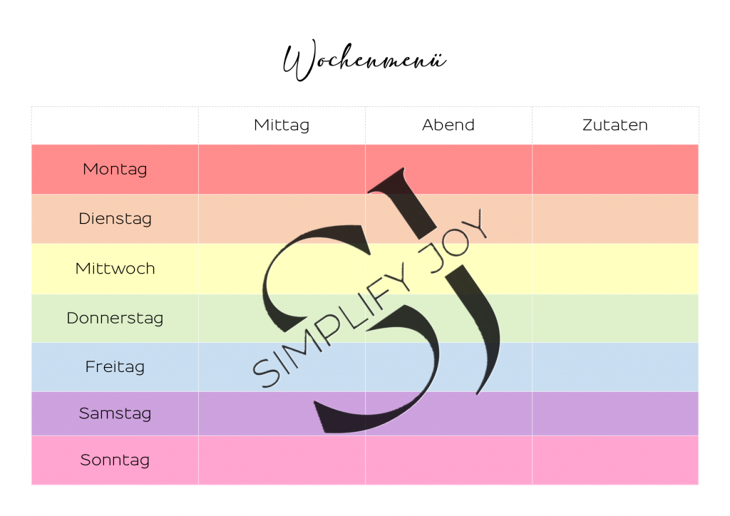 Wochenmenue´Regenbogen
